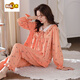 Wanmanduo Pyjamas Frauen Frühling und Herbst Baumwolle Langarm Frauen Herbst Baumwolle Dünne große Herbst- und Winter Französische koreanische Heimkleidung 9889 M 80-100jin [Jin gleich 0,5 kg]