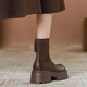 Tiaode Gao Martin Boots for Women Spring and Autumn Fashion Round Toe High Top Women's Boots Casual Sports Zipper Soft Heeled Single Shoes Short Boots Dark Brown Plus Fleece 6.5cm 37