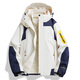 NASA RHUDE Autumn and Winter Jacket Men's Outdoor Sports Jacket Three-in-one Jacket Plus Velvet Autumn Hooded Trendy Clothes Men-Snowflake White (Three-in-One Plus Velvet Liner) 2XL (Male 140-160 Jin Jin equals 0.5 kg Female 125-135 Jin Jin equals 0.5 kg)