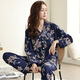 Modal pajamas women's pure cotton long-sleeved spring, autumn and winter cardigan large size loose middle-aged mother's home clothing set XEQ9906 L - weight 100-120Jin [Jin equals 0.5 kg]