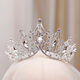 QBILY Bridal Crown Wedding Tiara Hair Accessories Princess Birthday Dress Hair Accessories Headband Hairband V-shaped Crown Silver + Veil