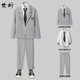 Teenage high school students adult dress suit uniform Japanese college style jacket men's trendy Korean suit men's suit clothes 3 pieces black suit + white shirt + black pants XL