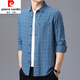 Pier Cardin Pure Cotton Komfortable langärmeliges Hemd Herren Frühling und Herbst mittleren Alters und ältere Männer kariertes loses lockeres, großer Baumwoll-Hemdjacke 6626 grüner dünner Stil 170/l empfohlen 115-135jin [Jin gleich 0,5 kg]