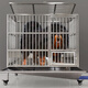 HKML Stainless Steel Dog Cage Large Dog Cage Medium Dog Cage with Toilet Separate Flush Funnel Tray Small Dog Kennel Full Tube Style - Length 80* Width 50* Height 75cm Stainless Steel 202 Hollow Round Tube Cage + Skylight + Funnel Tray - Dog Bowl Included
