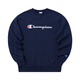 Champion Champion Sweatshirt Men's 2024 Autumn New American Fashion Brand Large Cursive Cotton Round Neck Top Navy Blue M