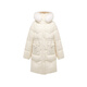 PeaceBird Women's Fox Fur Collar Mid-Longgent Down Down Down para mujer Botón de pan de cuerno cálido suave con capucha de mujer Beige M