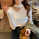 ZHIDOUDOU时尚心机打底衫女装秋季2025新款洋气露锁骨紧身上衣内搭针织毛衣 9926黑色常规 S  建议80-95斤