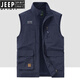 Jeep Spirit Jeep Outdoor Workwear Fishing Weste Frühling und Herbst Neue Multi-Pocket-Fotografie Casual Lose All-Match Jacke Black 677A Fleece Style 2xl Empfohlen 150-165jin [Jin gleich 0,5 kg]