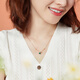 Lukfook Jewelry 18K gold apricot malachite fan pendant rose gold necklace women's set chain L35TBKN0002R total weight 1.98 grams