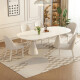 Pashaman (pashaman) rock slab dining table and chair combination round cream style minimalist modern dining table, caterpillar dining chair six Z0091