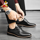Scarecrow leather shoes men's business casual shoes men's formal shoes derby shoes British comfortable versatile wear-resistant flat bottom D16205 black 42