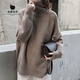 
Daiya Moss' new heavyweight European and American turtleneck cardigan for women's thick sweater loose pullover lazy style knitted base shirt burgundy L