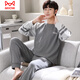Catman (Miiow) Pyjamas für Männer im Frühjahr und Herbst Pure Cotton Longleved Teenagers Volle Baumwolle Largesize Sommer-Dünnhause-Kleidungsstück Q6627 Hollow C Letters Herren M [80-120jin [Jin gleich 0,5 kg]]]