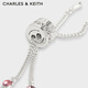 CHARLES&KEITH blue secret design adjustable bracelet for birthday gift CK5-12120398 Silver 24.9cm 1 piece