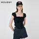 Moussy Women's New French French Pure Love First Love Style Square Clim Slim Room Women 010HA730-7371 020 Black M