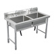 Jie Yintong stainless steel commercial household sink single double three slots with bracket kitchen sink wash basin wash basin sink length 50 width 50 height 80 single pool 07 thick
