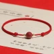 Jinshiling cinnabar bracelet couple bracelet ladies men's natal year red rope anklet good luck beads pure hand-woven hand rope for boys and girls wife birthday gift red rope cinnabar anklet