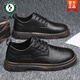 Woodpecker Herrenschuhe für den Herbst 2024 Neue trendige Business Britisch -Casual Lederschuhe Schwarze Arbeitskleidung Herbstschuhe Low Top Martin Boots Schwarz Brown 43