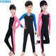 Children's swimsuit, sun protection swimsuit, teenagers, middle and large children, boys and girls, surfing and snorkeling suit, sun protection one-piece swimsuit, winter swimming training, warm swimsuit 602 black and blue L 125-135CM