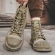 Jeep Martin bottise le printemps et l'automne masculin Nouvelle toile respirante britannique bottes de travail occasionnelles High-top War Boots War Boots Khaki (Code sportif) 42