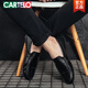 
CARTELO Spring and Autumn Beans Shoes 2025 New Men's Leather Shoes Korean Driving Shoes Lazy Shoes Social Trendy Casual Men's Shoes Black 9880 39