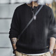 Maden Workwear American retro knitted Henry shirt Ami Khaki vertical striped pullover sweater men's spring black XL