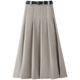 Avmko drapey hip-covering pleated skirt for women 2025 new high-waisted suit skirt mid-length A-line bottoming skirt college style light gray S