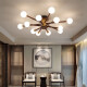 XMSJ New Chinese Kronleuchter Wohnzimmer Esszimmer Walnuss Vollkupferlampe moderne einfache atmosphärische magische Bohnenmolekül leichte Luxuslampe 1098-10 Kopf Walnuss + Kupferdecke neutral