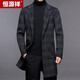 Hengyuanxiang double-sided wool coat men autumn and winter middle-aged men business casual mid-length wool coat plaid wool coat 21A16 170/88A