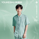 Youkeshu [same style as spokesperson Cheng Yi] pajamas for women in summer cool men anti-mites couples home clothing set [regular packaging - women] short-sleeved shorts - lotus pollen L