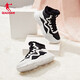Jordan QIAODAN women's shoes sneakers leather casual shoes winter plus velvet dad's shoes high top cotton shoes warm