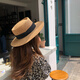 Jincheng French Bowler Bowler Hat Internet Ins Celebridades Ins Mujeres Primavera y Summer Sol Viajes Viajes Viajes Retro Sunshade Straw Sombrero MA114 (2) Correa de sombrero beige One Tamaño (54-60 cm)