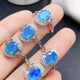Tingbai simple and fashionable silver inlaid with fire blue opal ring light luxury high-end birthday gift for wife and girlfriend