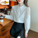 Camisa de algodón bordada de primer diámetro para mujeres 2025 Autumn New Fashion White White White White Versátiles Cy9227 White XL [sugerido 121-130Jin [Jin iguala 0.5 kg]]]