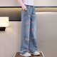 Youyou 1 Point Girls Internet Promi Promi Frühlings- und Herbststil Fried Street Anzug Kinder neue Frühlingskleidung Big Kinder Sweatshirt Jeans modisch 4882 Weiß 13042 Blau [Frühlings- und Herbststil] 150 cm (Empfohlen 65-75 Jin [Jin Equals Gym