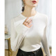 Lishe modal algodón top redonda de cuello redondo camisa base de terciopelo para mujeres en otoño 2025 nueva ropa interior camiseta de manga de cinco cuartos para mujeres color de albaricoque delgada [J679] manga larga M [85-105]