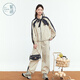 Zihan (ZIHAN) Zihan stand collar bow zipper jacket straight pants casual sports two-piece suit for women autumn beige S