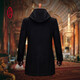
Ding bronze hooded wool coat men's mid-length middle-aged men's business casual winter wool coat high-end wool coat black 175