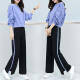 Wei Ni 2020 Autumn Women's Sweater Women's Fashion Wide Leg Pants Two-piece Set Loose Slim Casual Sportswear Suit Women's zx5344-6268 Violet Blue XXL