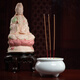 Ceramic incense burner for household Buddha, front line incense stick, incense for Buddha, incense burner, Buddhist temple, worship supplies, D18-05C three-legged incense burner, white porcelain, large size