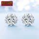 Centenary Baojinxiang Pt950 platinum earrings for women, platinum moissanite diamond earrings, one carat snowflake earrings as a gift for your girlfriend, 50 points (single score), a pair of snowflake earrings