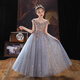 Little Kayi Dicke Kinderkleid Prinzessin Rock High-End Girls Klavier Performance Kleidung Langarm Blumen Kinder Hochzeitskleid Little Girl Host Sommer Champagner 1591 Kurzärmler 120