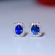Iba 0.66 carat royal blue sapphire earrings 18K gold set with diamond colored gemstones as a birthday gift for girlfriend 0.6 carat ready stock