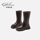 Shachi Shachi Children's Shoes Girls' Boots 2023 Autumn Fashion High Tube Fashion Martin Boots Girls' Boots Children's Boots Brown 31 Inner Length About 19.9CM
