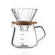 Lingai hand brewed coffee pot set high borosilicate glass high temperature resistant hand grinding artifact drip coffee filter cup sharing pot 600 ml sharing pot + filter cup + wooden tray