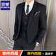Luo Meng high-end suit suit men's business casual slim Korean style three-piece suit young and middle-aged groom wedding dress black single suit free tie L (105-120 Jin Jin equals 0.5 kg to wear)