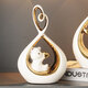 Pameiju Fengshengshui Chuanboat Home Ornaments Entrance Decoration Chinese Living Room TV Cabinet Crafts Housewarming Gift White Fengshengshui Chuan + Love Bears Pair