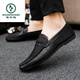 Holzspecker Fahrschuhe Ein Fuß Antrieb Loafer Lederschuhe wasserdicht britische Mütze Schuhe Herren trendige Schuhe Casual Schuhe Low Top D838 Black 40