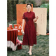 Lankaroni Xi’s mother-in-law wedding dress 2025 new summer wedding dress Lace Xi’s mother wedding dress red cheongsam burgundy XXL (recommended 126-135 Jin [Jin equals 0.5 kg])