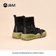快乐玛丽（J&M）弹力袜靴女鞋2025秋季新款英伦风户外徒步登山工装马丁靴女 绿色 38 240mm